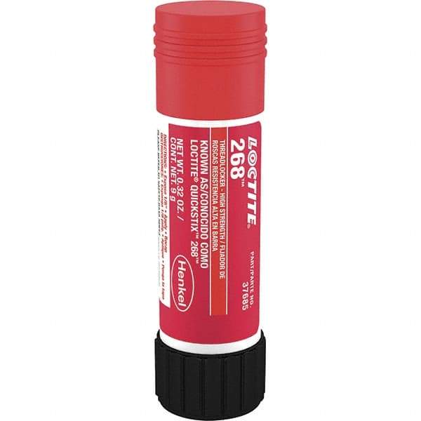 Loctite - 9 g Stick, Red, High Strength Semisolid Threadlocker - Series 268, 72 hr Full Cure Time, Hand Tool, Heat Removal - Eagle Tool & Supply