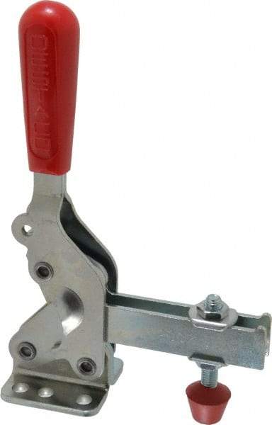 De-Sta-Co - 1,000 Lb Holding Capacity, Vertical Handle, Manual Hold Down Toggle Clamp - 64° Handle Movement, 76° Bar Opening, U-Bar, Flanged Base, Electro-Plated Zinc, Carbon Steel - Eagle Tool & Supply