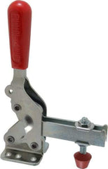 De-Sta-Co - 1,000 Lb Holding Capacity, Vertical Handle, Manual Hold Down Toggle Clamp - 64° Handle Movement, 76° Bar Opening, U-Bar, Flanged Base, Electro-Plated Zinc, Carbon Steel - Eagle Tool & Supply
