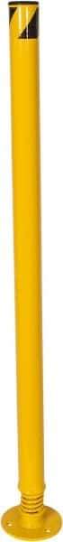 Vestil - 2-1/2" Diam x 42" High, Yellow Steel Spring Bollard - 6" Wide x 6" Long Mounting Plate, 19 Lb - Eagle Tool & Supply