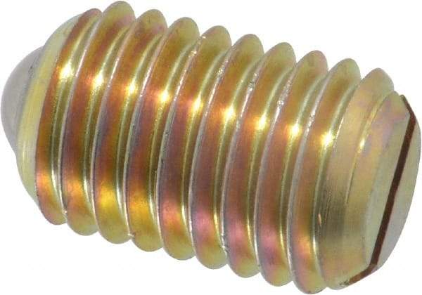 Gibraltar - 5/8-11, 0.375" Ball Diam, 63/64" Body Length, 0.096" Max Ball Reach, Threaded Ball Plunger - Steel Body, Steel Ball, 7 Lb Initial End Force, 50 Lb Final End Force, Locking Element - Eagle Tool & Supply