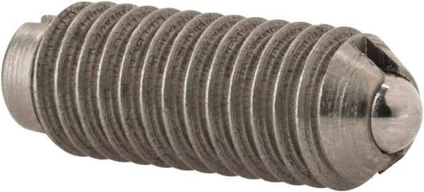 Gibraltar - 10-32, 0.093" Ball Diam, 33/64" Body Length, 0.025" Max Ball Reach, Threaded Ball Plunger - Stainless Steel Body, Stainless Steel Ball, 2 Lb Initial End Force, 5 Lb Final End Force - Eagle Tool & Supply