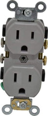 Leviton - 125 VAC, 15 Amp, 5-15R NEMA Configuration, Gray, Specification Grade, Self Grounding Duplex Receptacle - 1 Phase, 2 Poles, 3 Wire, Flush Mount, Tamper Resistant - Eagle Tool & Supply