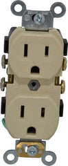 Leviton - 125 VAC, 15 Amp, 5-15R NEMA Configuration, Ivory, Specification Grade, Self Grounding Duplex Receptacle - 1 Phase, 2 Poles, 3 Wire, Flush Mount, Tamper Resistant - Eagle Tool & Supply