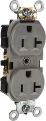 Leviton - 125 VAC, 20 Amp, 5-20R NEMA Configuration, Gray, Specification Grade, Self Grounding Duplex Receptacle - 1 Phase, 2 Poles, 3 Wire, Flush Mount, Tamper Resistant - Eagle Tool & Supply