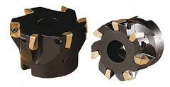 Kennametal - 5 Inserts, 2-1/2" Cut Diam, 3/4" Arbor Diam, 0.6" Max Depth of Cut, Indexable Square-Shoulder Face Mill - 0/90° Lead Angle, 1.56" High, AP.T 1604.., AP.W 1604.. & APEX 1604.. Insert Compatibility, Through Coolant, Series 7690 VA 16 - Eagle Tool & Supply