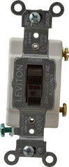 Leviton - 1 Pole, 120 to 277 VAC, 20 Amp, Commercial Grade, Toggle, Wall and Dimmer Light Switch - 1.31 Inch Wide x 4.06 Inch High - Eagle Tool & Supply