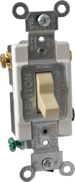 Leviton - 3 Pole, 120 to 277 VAC, 15 Amp, Commercial Grade, Toggle, Wall and Dimmer Light Switch - 1.31 Inch Wide x 4.06 Inch High - Eagle Tool & Supply