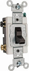 Leviton - 3 Pole, 120 to 277 VAC, 20 Amp, Commercial Grade, Toggle, Wall and Dimmer Light Switch - 1.31 Inch Wide x 4.06 Inch High - Eagle Tool & Supply