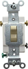 Leviton - 3 Pole, 120 to 277 VAC, 20 Amp, Commercial Grade, Toggle, Wall and Dimmer Light Switch - 1.31 Inch Wide x 4.06 Inch High - Eagle Tool & Supply