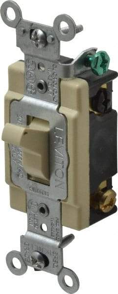 Leviton - 4 Pole, 120 to 277 VAC, 20 Amp, Commercial Grade, Toggle, Wall and Dimmer Light Switch - 1.31 Inch Wide x 4.06 Inch High - Eagle Tool & Supply