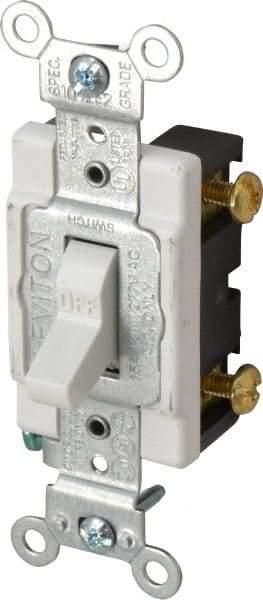 Leviton - 1 Pole, 120 to 277 VAC, 15 Amp, Commercial Grade, Toggle, Wall and Dimmer Light Switch - 1.31 Inch Wide x 4.06 Inch High - Eagle Tool & Supply