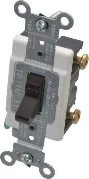 Leviton - 1 Pole, 120 to 277 VAC, 20 Amp, Commercial Grade, Toggle, Wall and Dimmer Light Switch - 1.31 Inch Wide x 4.06 Inch High - Eagle Tool & Supply