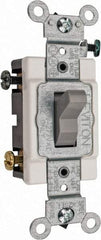 Leviton - 3 Pole, 120 to 277 VAC, 15 Amp, Commercial Grade, Toggle, Wall and Dimmer Light Switch - 1.31 Inch Wide x 4.06 Inch High - Eagle Tool & Supply