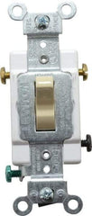 Leviton - 3 Pole, 120 to 277 VAC, 15 Amp, Commercial Grade, Toggle, Wall and Dimmer Light Switch - 1.31 Inch Wide x 4.06 Inch High - Eagle Tool & Supply