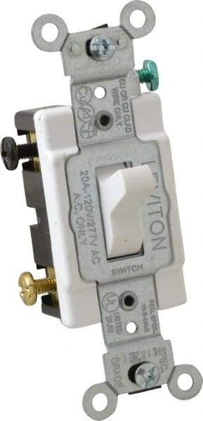 Leviton - 3 Pole, 120 to 277 VAC, 20 Amp, Commercial Grade, Toggle, Wall and Dimmer Light Switch - 1.31 Inch Wide x 4.06 Inch High - Eagle Tool & Supply