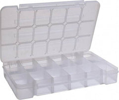 Akro-Mils - 9-1/2" Wide x 14-3/8" High x 2-1/2" Deep, Small Parts Storage Case - Clarified Polypropylene Frame, 3 to 18 Compartments, 2-7/8" Wide x 2-3/8 to 14" High x 2" Deep Bin - Eagle Tool & Supply