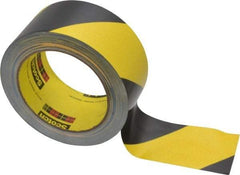 3M - Black & Yellow Striped Vinyl Tape - 2" Wide x 108' Long x 5.4 mil Thick, General Traffic - Eagle Tool & Supply