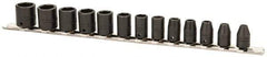 Proto - 13 Piece 1/4" Drive Impact Socket Set - 6 Points, 4mm to 10mm Range, Metric Measurement Standard - Eagle Tool & Supply