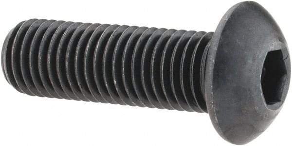 Holo-Krome - 5/16-24 UNF Hex Socket Drive, Button Screw - Alloy Steel, Black Oxide Finish, Fully Threaded, 1" Length Under Head - Eagle Tool & Supply