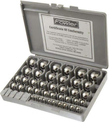 Fowler - to 1 to 25mm Diameter, Chrome Steel, Gage Ball Set - 0.0025 mm Tolerance, Grade 24 Accuracy, 63 RC Hardness, 25 Pairs - Eagle Tool & Supply