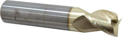 Accupro - 1", 1-1/4" LOC, 1" Shank Diam, 5" OAL, 3 Flute, Solid Carbide Square End Mill - Single End, ZrN Finish, Spiral Flute, 37° Helix, Centercutting, Right Hand Cut, Right Hand Flute - Eagle Tool & Supply