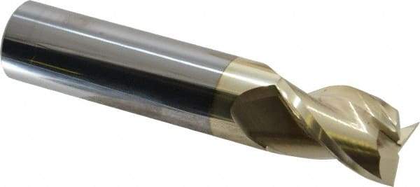 Accupro - 1", 1-1/2" LOC, 1" Shank Diam, 5" OAL, 3 Flute, Solid Carbide Square End Mill - Single End, ZrN Finish, Spiral Flute, 37° Helix, Centercutting, Right Hand Cut, Right Hand Flute - Eagle Tool & Supply