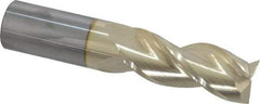 Accupro - 1", 2-1/2" LOC, 1" Shank Diam, 5" OAL, 3 Flute, Solid Carbide Square End Mill - Single End, ZrN Finish, Spiral Flute, 37° Helix, Centercutting, Right Hand Cut, Right Hand Flute - Eagle Tool & Supply
