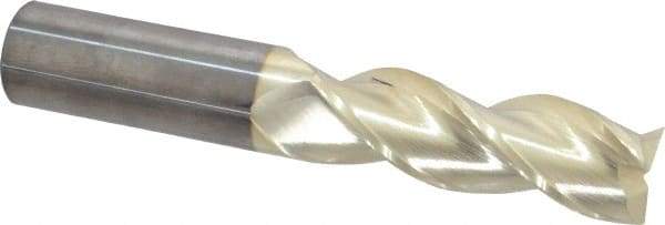 Accupro - 1", 3" LOC, 1" Shank Diam, 6" OAL, 3 Flute, Solid Carbide Square End Mill - Single End, ZrN Finish, Spiral Flute, 37° Helix, Centercutting, Right Hand Cut, Right Hand Flute - Eagle Tool & Supply