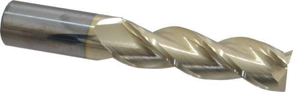 Accupro - 1", 3-1/2" LOC, 1" Shank Diam, 6" OAL, 3 Flute, Solid Carbide Square End Mill - Single End, ZrN Finish, Spiral Flute, 37° Helix, Centercutting, Right Hand Cut, Right Hand Flute - Eagle Tool & Supply