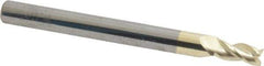 Accupro - 5/32", 5/16" LOC, 3/16" Shank Diam, 2" OAL, 3 Flute, Solid Carbide Square End Mill - Single End, ZrN Finish, Spiral Flute, 37° Helix, Centercutting, Right Hand Cut, Right Hand Flute - Eagle Tool & Supply