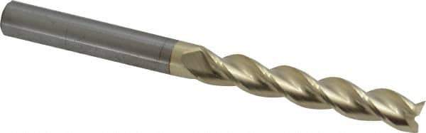 Accupro - 1/4", 1-1/2" LOC, 1/4" Shank Diam, 3" OAL, 3 Flute, Solid Carbide Square End Mill - Single End, ZrN Finish, Spiral Flute, 37° Helix, Centercutting, Right Hand Cut, Right Hand Flute - Eagle Tool & Supply