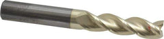 Accupro - 5/16", 1-1/8" LOC, 5/16" Shank Diam, 2-1/2" OAL, 3 Flute, Solid Carbide Square End Mill - Single End, ZrN Finish, Spiral Flute, 37° Helix, Centercutting, Right Hand Cut, Right Hand Flute - Eagle Tool & Supply