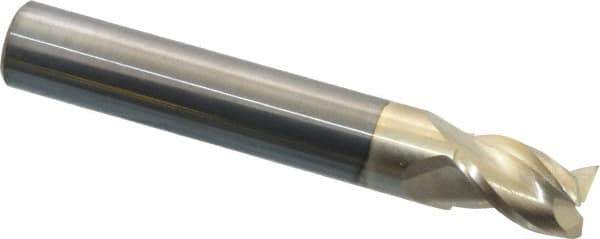 Accupro - 11/32", 1/2" LOC, 3/8" Shank Diam, 2-1/2" OAL, 3 Flute, Solid Carbide Square End Mill - Single End, ZrN Finish, Spiral Flute, 37° Helix, Centercutting, Right Hand Cut, Right Hand Flute - Eagle Tool & Supply