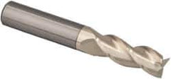 Accupro - 1/2", 3 Flute, Single End, Solid Carbide, 1/8" Corner Radius End Mill - 3" OAL, 37° Helix, Right Hand Flute, 1-1/4" LOC, Right Hand Cut - Eagle Tool & Supply