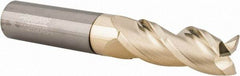 Accupro - 3/8", 1" LOC, 3/8" Shank Diam, 2-1/2" OAL, 3 Flute, Solid Carbide Square End Mill - Single End, ZrN Finish, Spiral Flute, 37° Helix, Centercutting, Right Hand Cut, Right Hand Flute - Eagle Tool & Supply