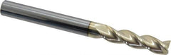 Accupro - 3/8", 1-1/2" LOC, 3/8" Shank Diam, 4" OAL, 3 Flute, Solid Carbide Square End Mill - Single End, ZrN Finish, Spiral Flute, 37° Helix, Centercutting, Right Hand Cut, Right Hand Flute - Eagle Tool & Supply