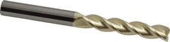 Accupro - 3/8", 2" LOC, 3/8" Shank Diam, 4" OAL, 3 Flute, Solid Carbide Square End Mill - Single End, ZrN Finish, Spiral Flute, 37° Helix, Centercutting, Right Hand Cut, Right Hand Flute - Eagle Tool & Supply