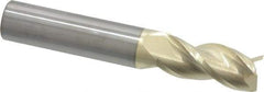 Accupro - 7/16", 1" LOC, 7/16" Shank Diam, 2-3/4" OAL, 3 Flute, Solid Carbide Square End Mill - Single End, ZrN Finish, Spiral Flute, 37° Helix, Centercutting, Right Hand Cut, Right Hand Flute - Eagle Tool & Supply
