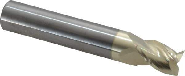 Accupro - 15/32", 5/8" LOC, 1/2" Shank Diam, 3" OAL, 3 Flute, Solid Carbide Square End Mill - Single End, ZrN Finish, Spiral Flute, 37° Helix, Centercutting, Right Hand Cut, Right Hand Flute - Eagle Tool & Supply