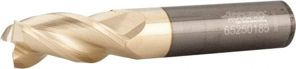 Accupro - 1/2", 1" LOC, 1/2" Shank Diam, 3" OAL, 3 Flute, Solid Carbide Square End Mill - Single End, ZrN Finish, Spiral Flute, 37° Helix, Centercutting, Right Hand Cut, Right Hand Flute - Eagle Tool & Supply