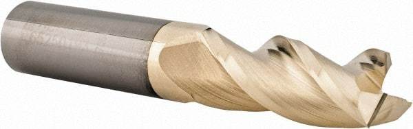 Accupro - 1/2", 1-1/4" LOC, 1/2" Shank Diam, 3" OAL, 3 Flute, Solid Carbide Square End Mill - Single End, ZrN Finish, Spiral Flute, 37° Helix, Centercutting, Right Hand Cut, Right Hand Flute - Eagle Tool & Supply