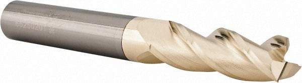 Accupro - 1/2", 1-1/2" LOC, 1/2" Shank Diam, 4" OAL, 3 Flute, Solid Carbide Square End Mill - Single End, ZrN Finish, Spiral Flute, 37° Helix, Centercutting, Right Hand Cut, Right Hand Flute - Eagle Tool & Supply