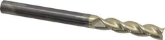 Accupro - 1/2", 2-1/4" LOC, 1/2" Shank Diam, 6" OAL, 3 Flute, Solid Carbide Square End Mill - Single End, ZrN Finish, Spiral Flute, 37° Helix, Centercutting, Right Hand Cut, Right Hand Flute - Eagle Tool & Supply