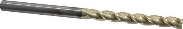 Accupro - 1/2", 4" LOC, 1/2" Shank Diam, 8" OAL, 3 Flute, Solid Carbide Square End Mill - Single End, ZrN Finish, Spiral Flute, 37° Helix, Centercutting, Right Hand Cut, Right Hand Flute - Eagle Tool & Supply