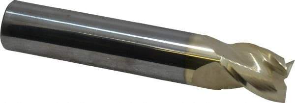 Accupro - 5/8", 3/4" LOC, 5/8" Shank Diam, 3-1/2" OAL, 3 Flute, Solid Carbide Square End Mill - Single End, ZrN Finish, Spiral Flute, 37° Helix, Centercutting, Right Hand Cut, Right Hand Flute - Eagle Tool & Supply