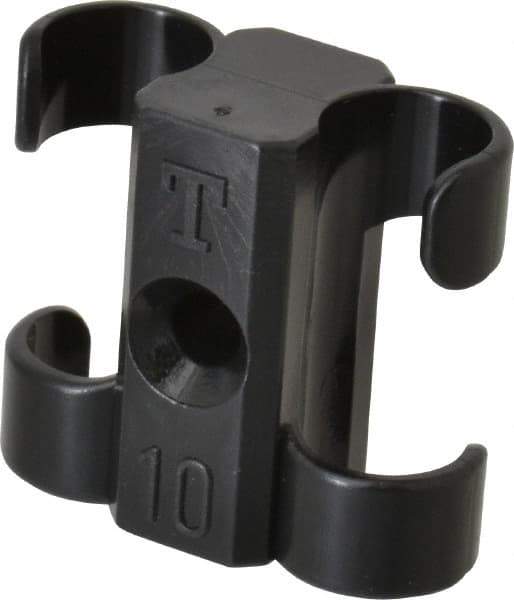 Midwest Control - 3/8 to 1/2 Hose OD, Multitube Holder - Black, 2 Slots, 1.1" OAL, 0.16" Mounting Hole, For Use With Tubes, Wires, Hose & Pipe - Eagle Tool & Supply