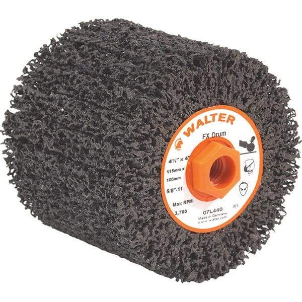 WALTER Surface Technologies - 4-1/2" Diam, Aluminum Oxide Unmounted Flap Wheels - 5/8" Hole, 4" Wide, Nonwoven, Coarse Grade, 3,800 Max RPM - Eagle Tool & Supply