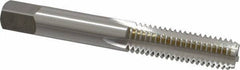 OSG - 3/8-16 UNC 2B 4 Flute Bright Finish High Speed Steel Straight Flute Standard Hand Tap - Bottoming, Right Hand Thread, 2-15/16" OAL, 1-1/4" Thread Length, H5 Limit, Oversize - Eagle Tool & Supply