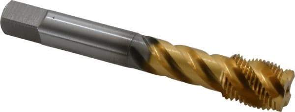 OSG - 5/8-18 UNF 4 Flute 2B Modified Bottoming Spiral Flute Tap - Vanadium High Speed Steel, TiN Finish, 100mm OAL, Right Hand Flute, Right Hand Thread - Eagle Tool & Supply